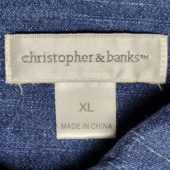 Christopher & Banks Womens Blue Denim Button Up 4 Pocket Jacket Size XL - Picture 3 of 13